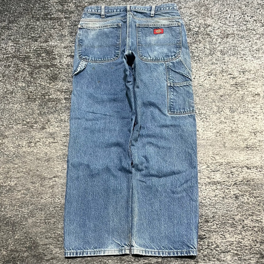 Vintage Dickies Carpenter Jeans Mens 34x30 Blue Faded Workwear Skater Denim